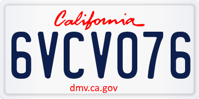 CA license plate 6VCV076