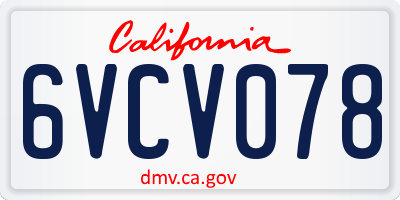 CA license plate 6VCV078