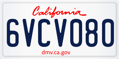 CA license plate 6VCV080
