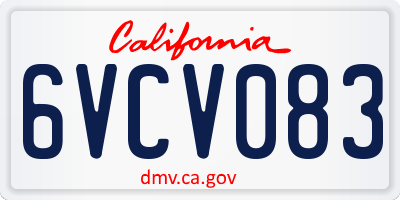 CA license plate 6VCV083