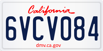 CA license plate 6VCV084
