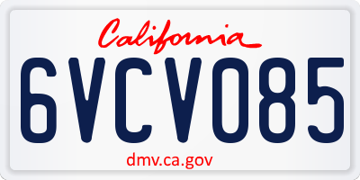 CA license plate 6VCV085