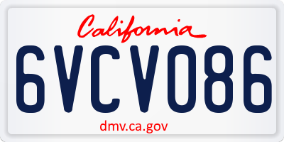 CA license plate 6VCV086