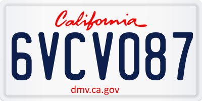 CA license plate 6VCV087