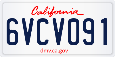 CA license plate 6VCV091