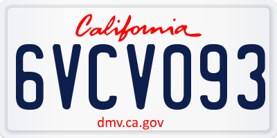 CA license plate 6VCV093