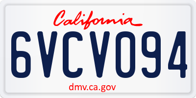 CA license plate 6VCV094