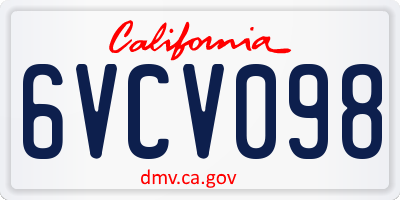 CA license plate 6VCV098