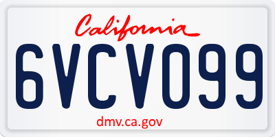CA license plate 6VCV099