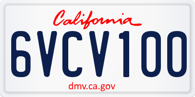 CA license plate 6VCV100