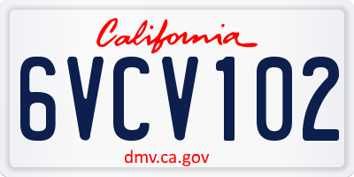 CA license plate 6VCV102