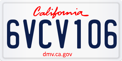 CA license plate 6VCV106