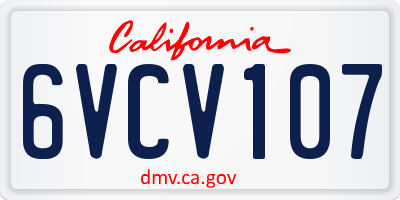 CA license plate 6VCV107
