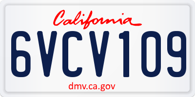 CA license plate 6VCV109