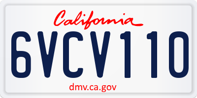 CA license plate 6VCV110