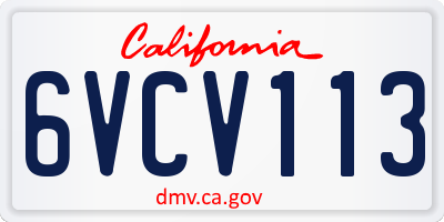CA license plate 6VCV113