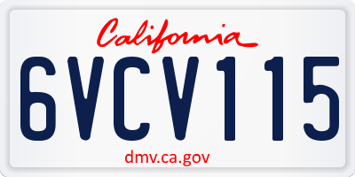 CA license plate 6VCV115