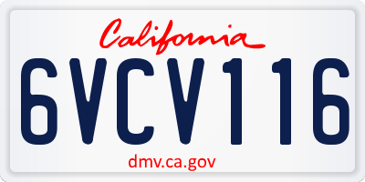 CA license plate 6VCV116