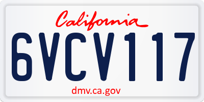 CA license plate 6VCV117