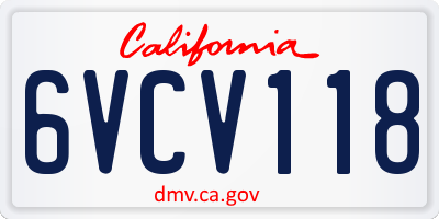 CA license plate 6VCV118