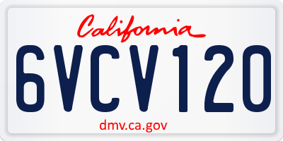 CA license plate 6VCV120