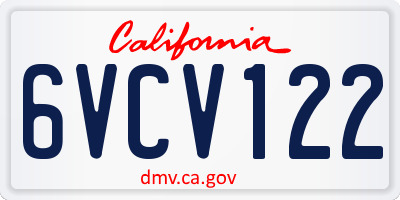 CA license plate 6VCV122