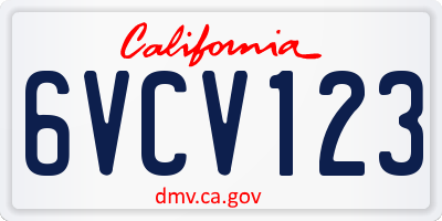 CA license plate 6VCV123