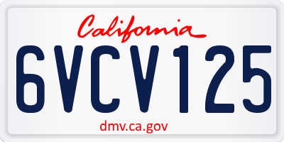 CA license plate 6VCV125