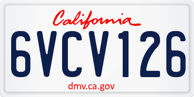 CA license plate 6VCV126