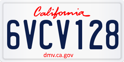 CA license plate 6VCV128