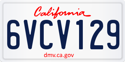 CA license plate 6VCV129