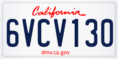 CA license plate 6VCV130
