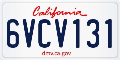 CA license plate 6VCV131