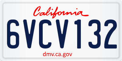 CA license plate 6VCV132