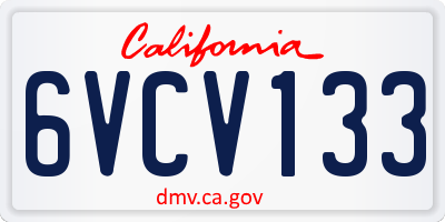 CA license plate 6VCV133