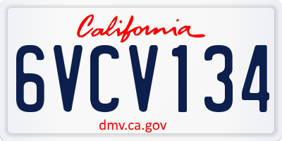 CA license plate 6VCV134