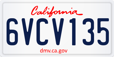 CA license plate 6VCV135