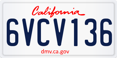 CA license plate 6VCV136