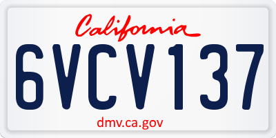 CA license plate 6VCV137