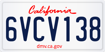 CA license plate 6VCV138