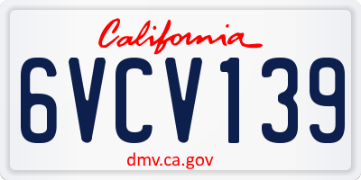 CA license plate 6VCV139