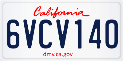 CA license plate 6VCV140