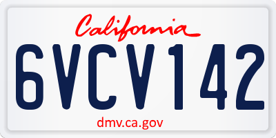 CA license plate 6VCV142