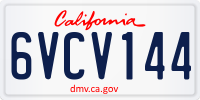 CA license plate 6VCV144