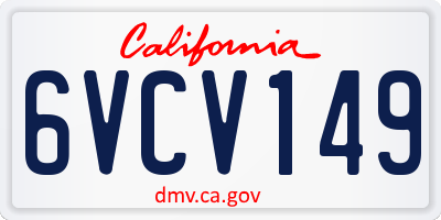 CA license plate 6VCV149