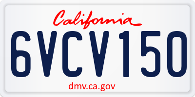 CA license plate 6VCV150