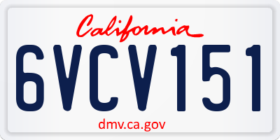 CA license plate 6VCV151