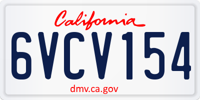 CA license plate 6VCV154