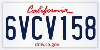 CA license plate 6VCV158