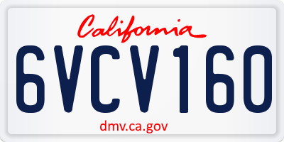 CA license plate 6VCV160